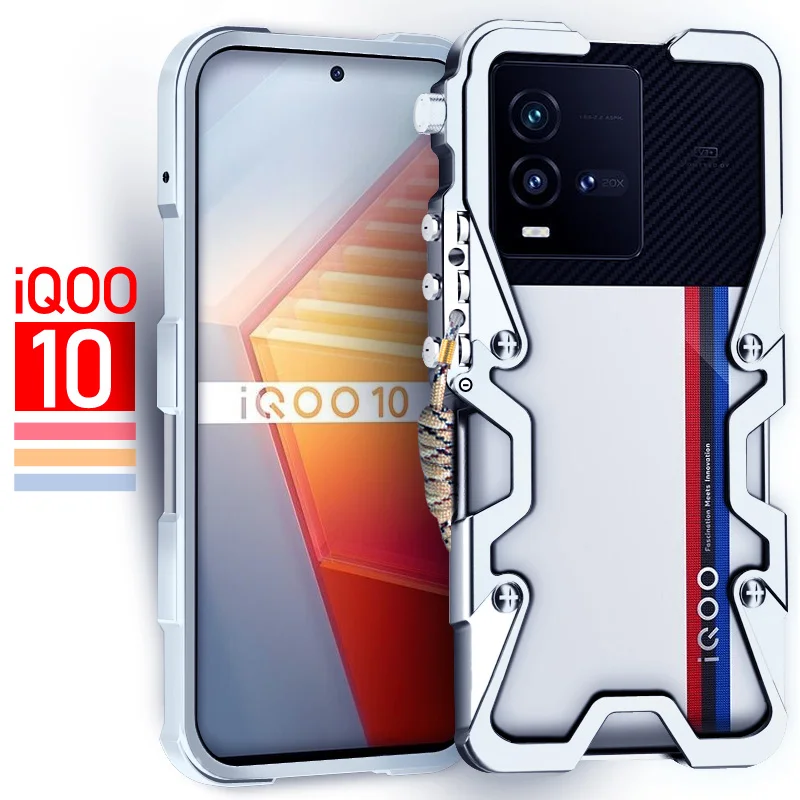 

Luxury Armor Metal Aluminum Phone Cases Bumper For Vivo Iqoo 10 Iqoo10 Pro Cover Mechanical Purely Handmade Skull Case