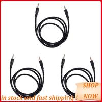 3Pcs 1M 3.5Mm Stereo Male To Male Jack Aux Cable Audio Auxiliary Lead For Phone Car, Black HOT!
