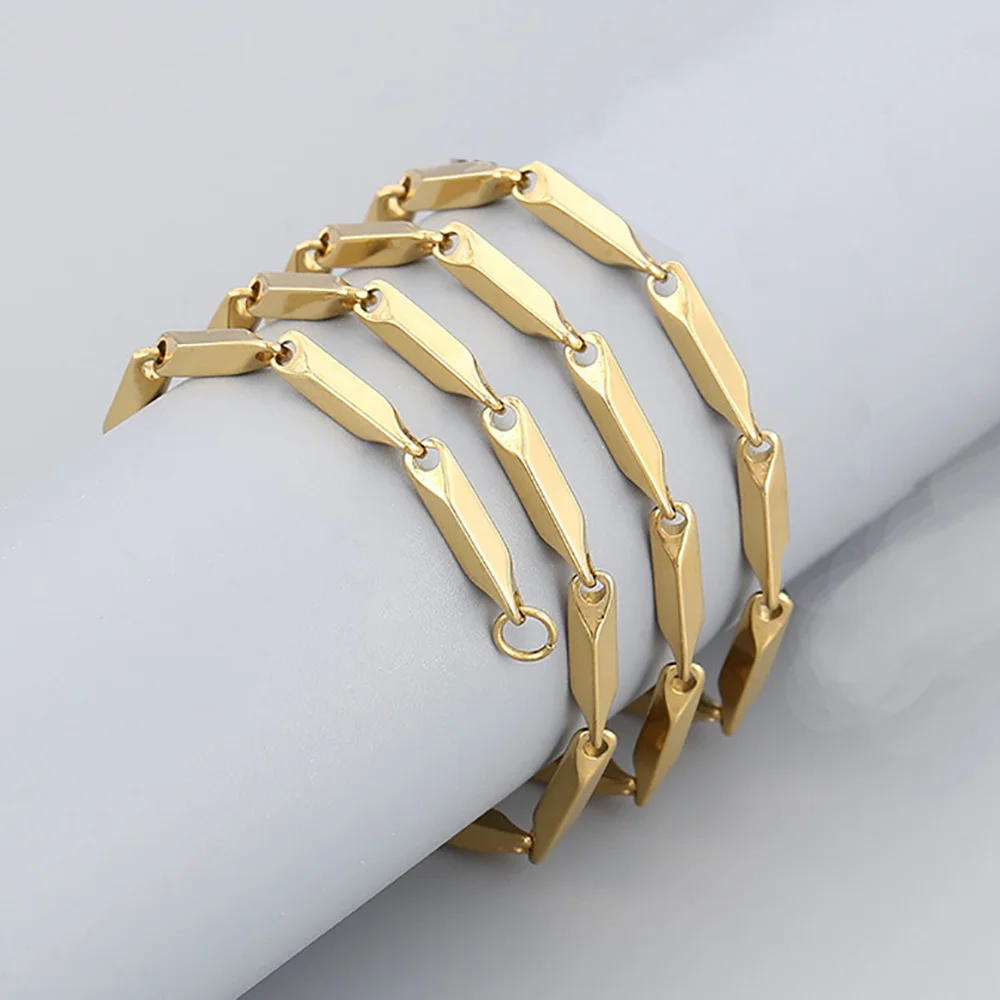 Punk Irregular Link Chain Necklace Wholesale 3mm Gold Color Stainless Steel Chains For Women Men Fashion Party Jewelry Gift 2024