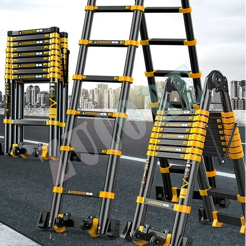 Aluminum Alloy Thickened Telescopic Ladder Multi-functional Portable Engineering Folding Home Lift Straight Ladder Staircase