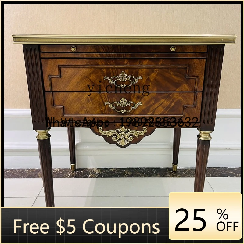 BB Furniture Bedside Table English Style Mahogany Solid Wood Corner Cabinet Living Room Side Table Corner Table