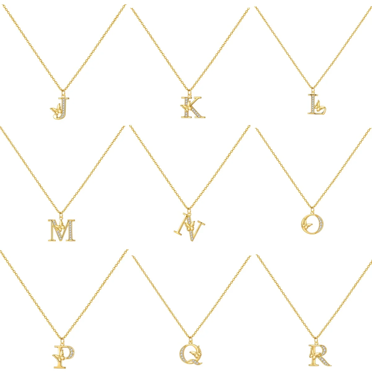 MISEFF S925 Sterling Silver Necklace A-Z Alphabet 18K Gold Plated Necklace for Women Initial Letter Necklaces Jewelry Gift