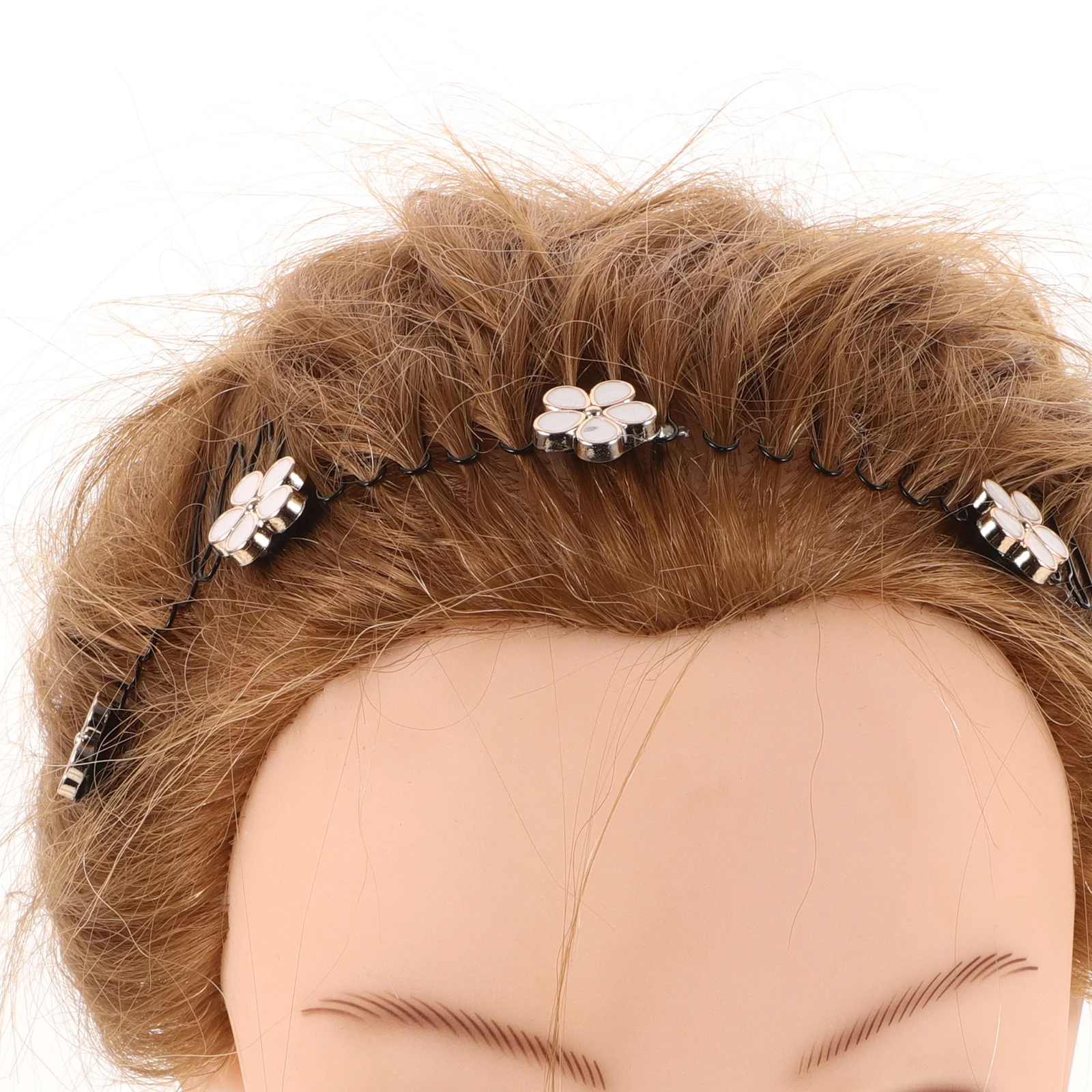 

4pcs Invisible Fixer Combs Flower Pearl Headband Metal Bands Wavy Curly Accessories Styling Tool Fixing Pins Headband Comb Hair