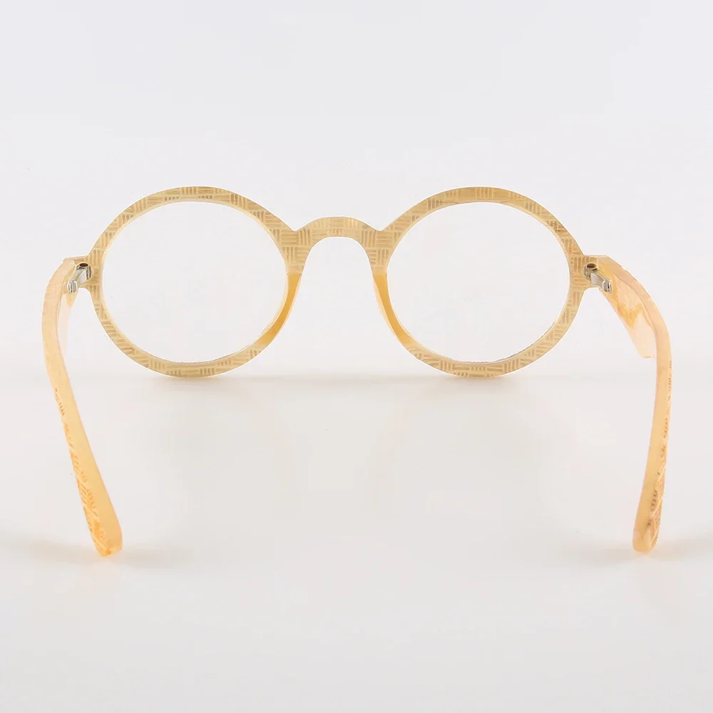 Eyeglass Frames Custom Hand Made Round Engraved Pattern Semitransparent Yellow Jelly Honey Horn Optical Men Glasses Eyeglasses