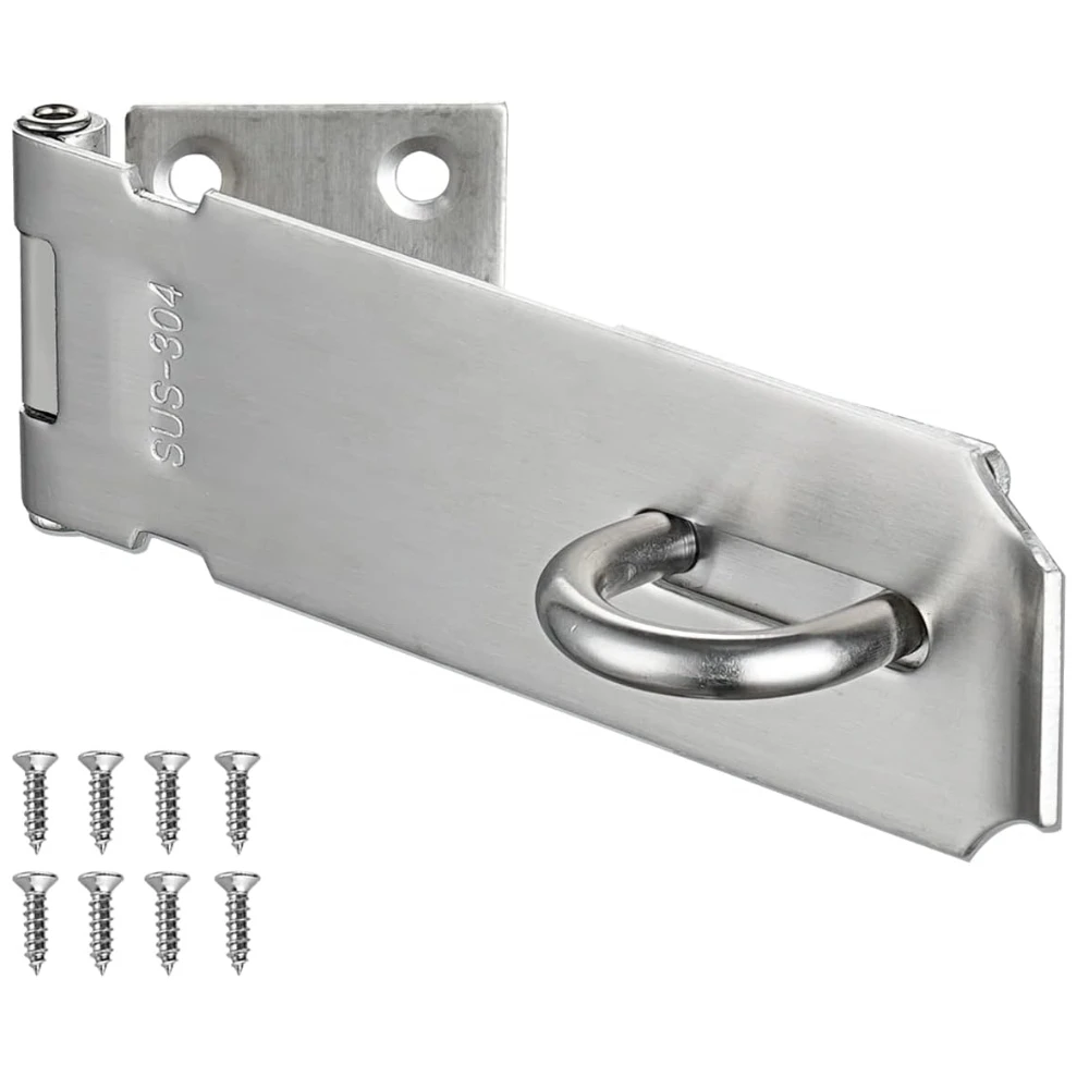 

Door Hasp Latch Lock 5 Inch 304 Stainless Steel Safety Packlock Clasp Thickness 1.9 mm Brushed Steel