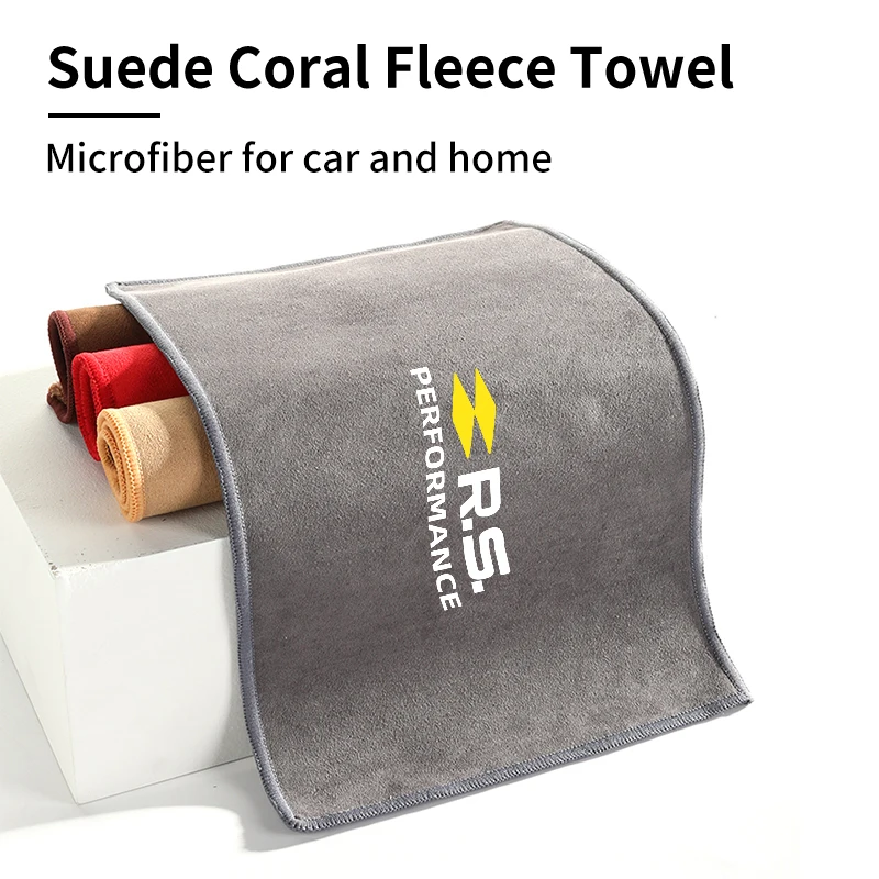 1PC Car Wash Towel Auto Drying Cloth Car Logo Cleaning Duster For Renault RS Koleos Kadjar Megane Sandero Grand Sill Guard