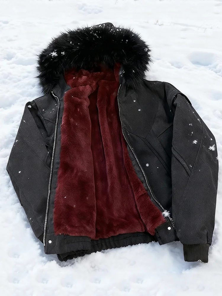 

Мужская зимняя хлопковая куртка с воротником из искусственного меха Thiened, теплое молодежное пальто Faion Heavy Du, морозостойкое