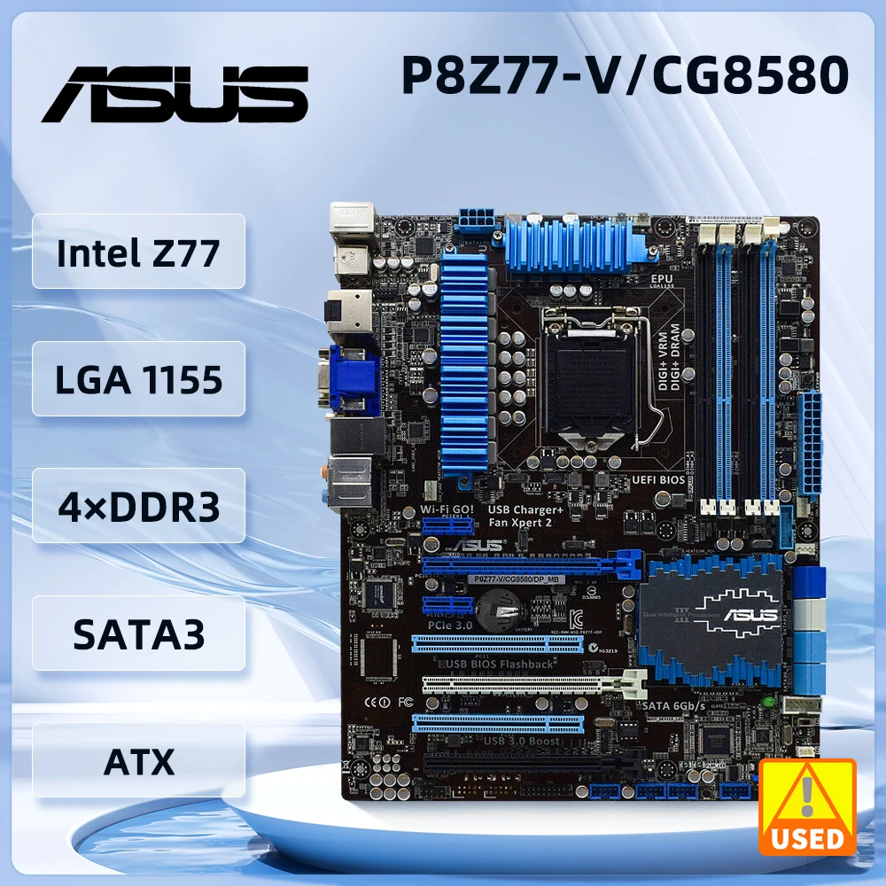 

ASUS P8Z77-V/CG8580/DP_MB Motherboard LGA 1155 Intel Z77 DDR3 32GB support i3-2130 i5-2400 i5-2500 i7-2600 i3-3250 cpu ATX