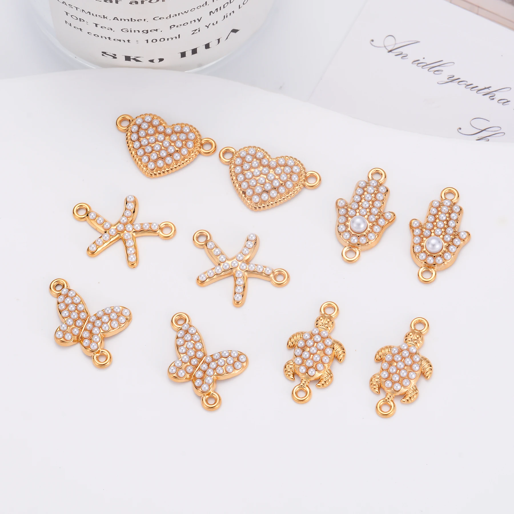

10Pcs Delicate Butterfly Palm Heart Tortoise Connector Stainless Steel Charms Pendant for DIY Necklace Bracelet Jewelry