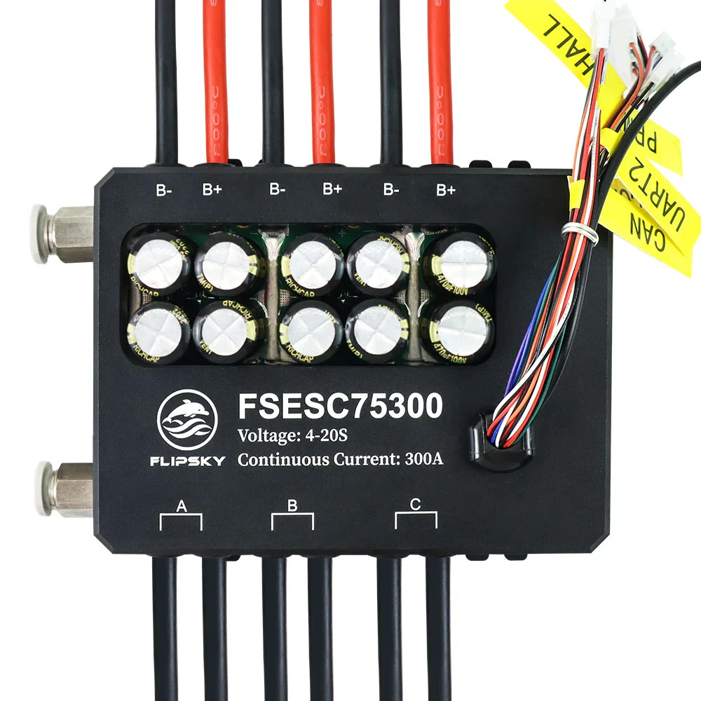 Flipsky FSESC 75300 84V 高電流 350A ESC（VESCベース）アルミケース水冷エンクロージャー付き E-フォイル格闘ロボット用