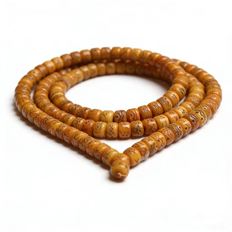 Tibetan-style yak bone agate-shaped oil-smooth 108-bead Buddhist bracelet long string pendant