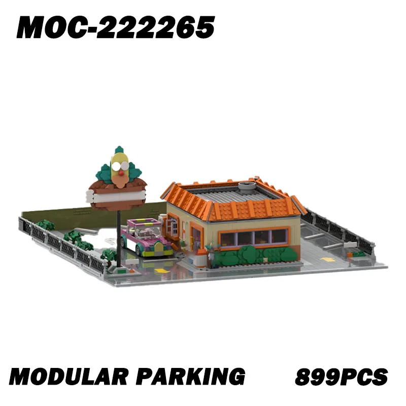 MOC-222265 주차장 모듈형 창의적 거리 풍경 퍼즐 건축 DIY 교육 조립 모델 장난감 선물 899PCS