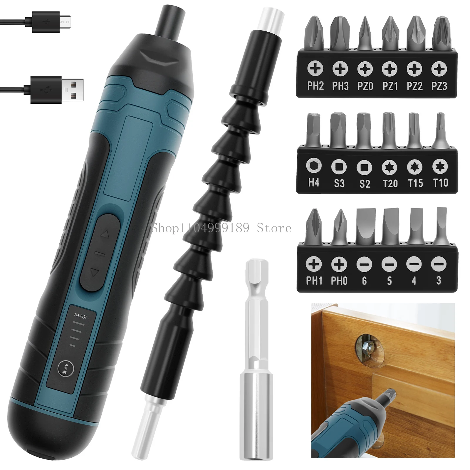 

Electric Cordless Screwdriver Set Multifunctional Power Screwdriver Tool Set with 5N.m Torque Portable Repair Tool Kit