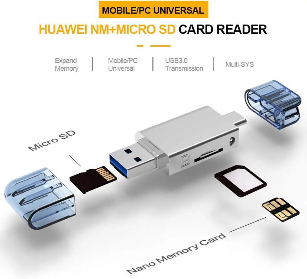 USB-C タイプ C /USB 2.0 - NM ナノメモリカード TF マイクロ SD