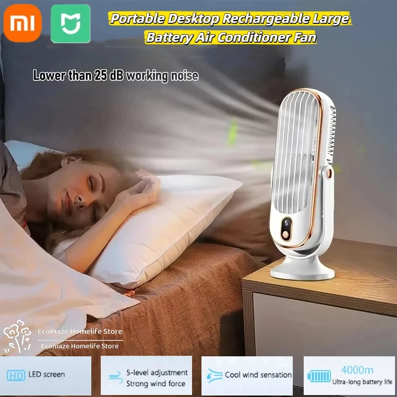 Xiaomi Rechargeable Desk Fan Portable Cooling Electric Fan Small Personal Cooling Fan Quiet Table Fan for Home Office Bedroom