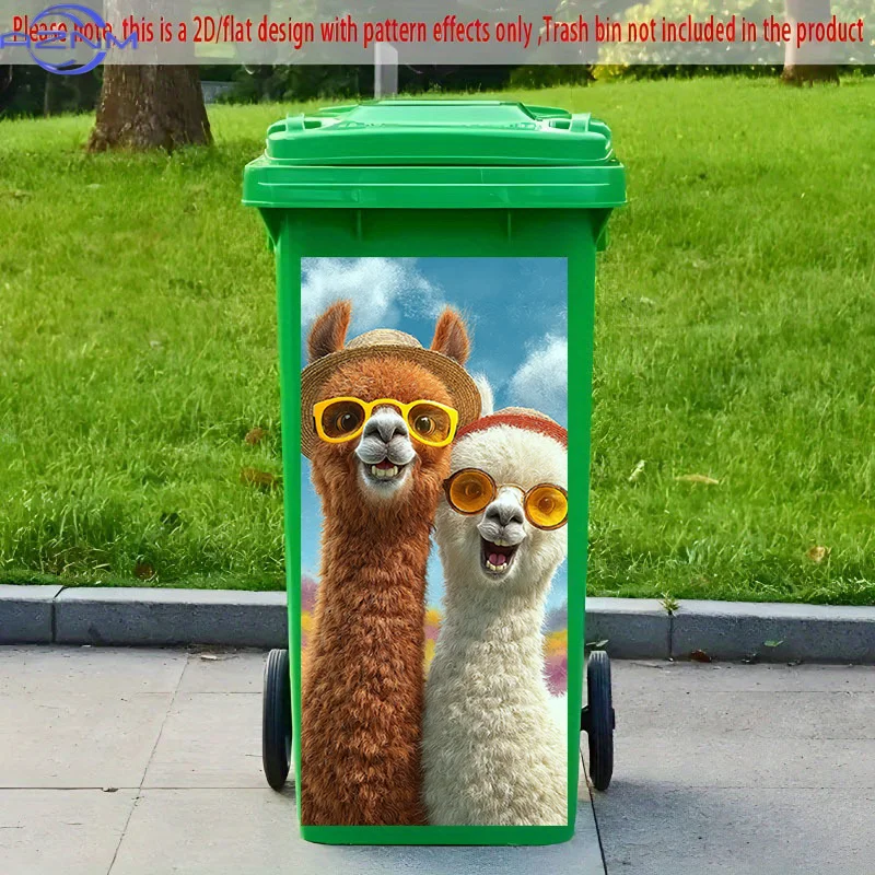[2D Flat Printing] 1pc 2D Pattern Printed Kitchen Trash Can Sticker, X Cm Alpaca Cute Daily Theme Kitchen Home Decor Wall Pape