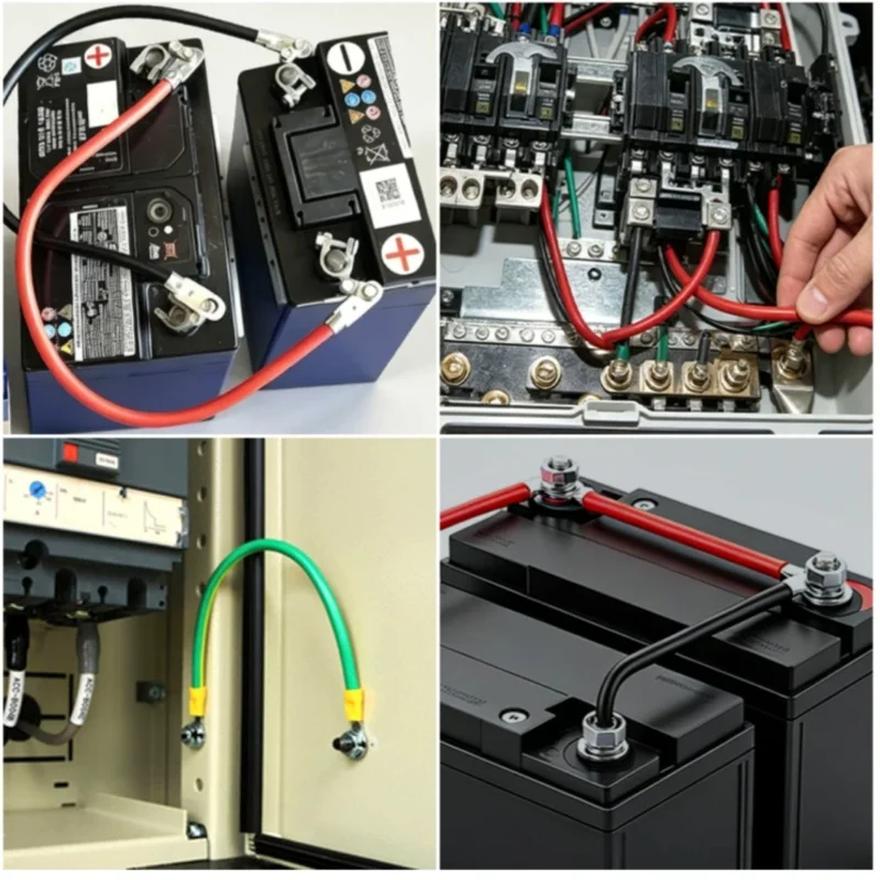 Pure Coppe Conductor with Lug Terminal M6 M8 M10 Battery Connect Inverter Cable Automotive Battery Inverter Wire 8AWG 6AWG 4AWG