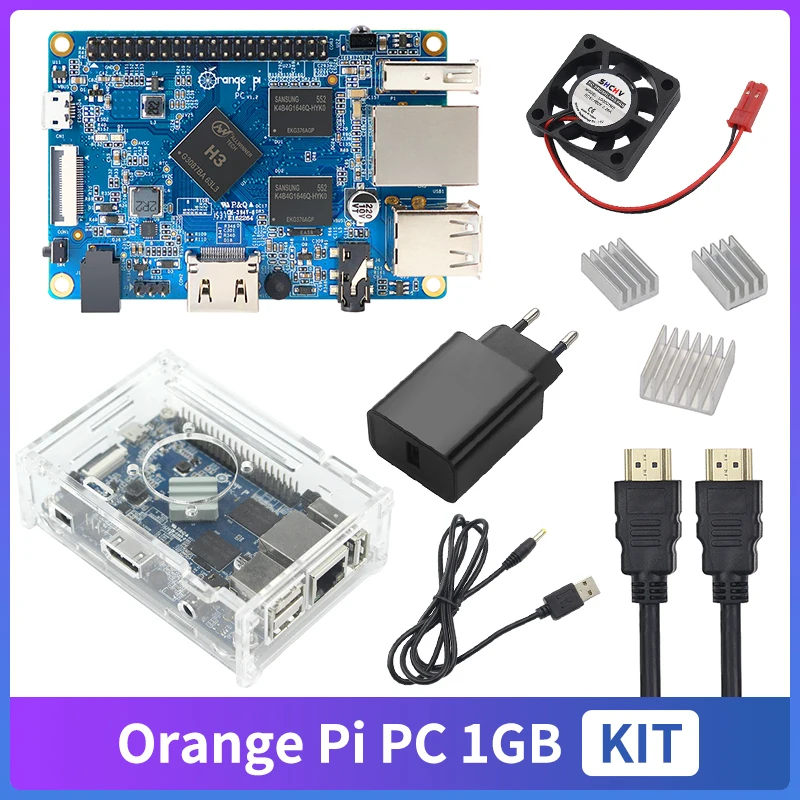 Orange Pi PC 1GB Allwinner H3 Single Board Computer Quad-Core Mini PC Support Android Ubuntu Debian Case Power Supply Optional