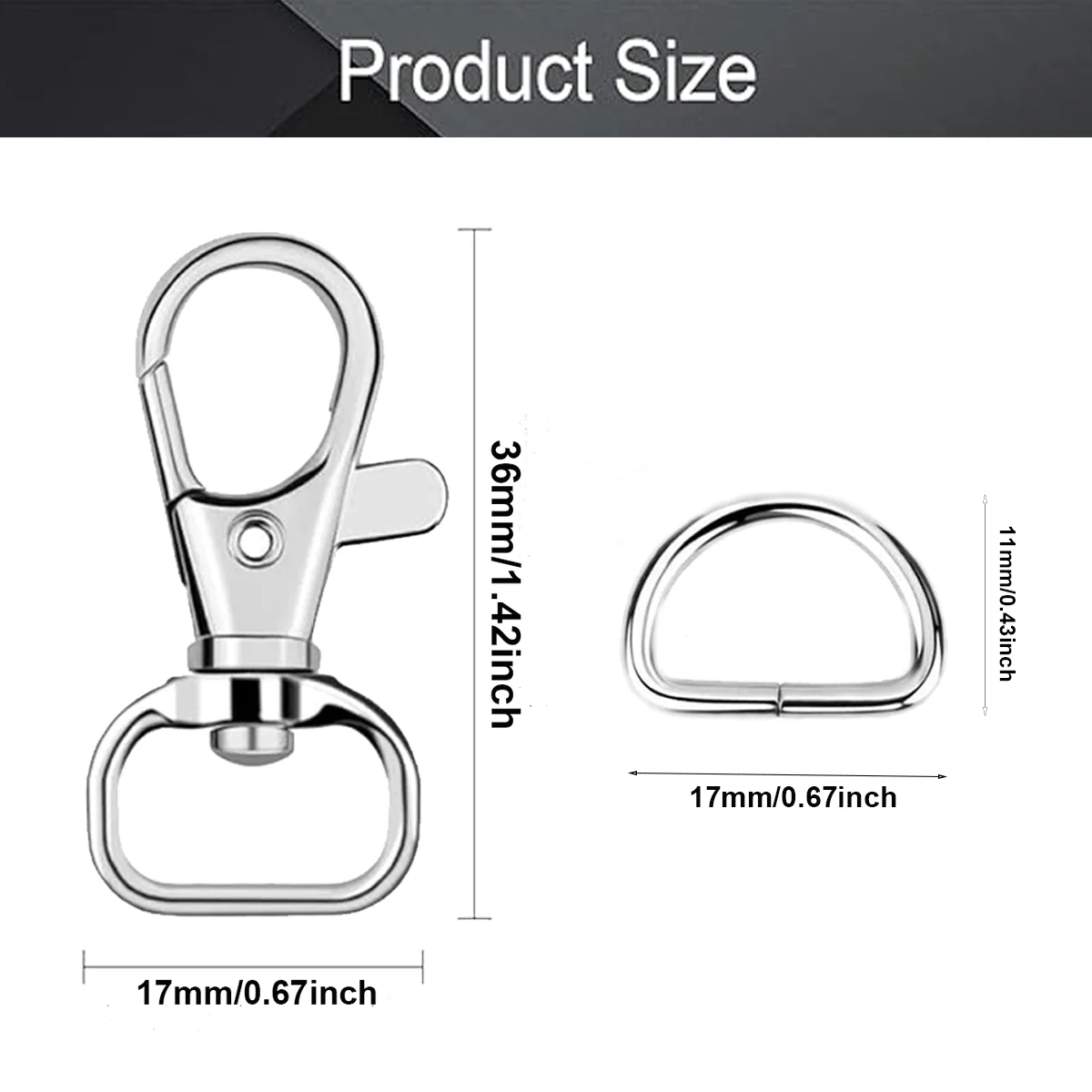 10/30 Set Keychain Hooks with D Ring for Purse Hardware Sewing Projects Keychains Making Bags Accessories DIY Crafts Gifts