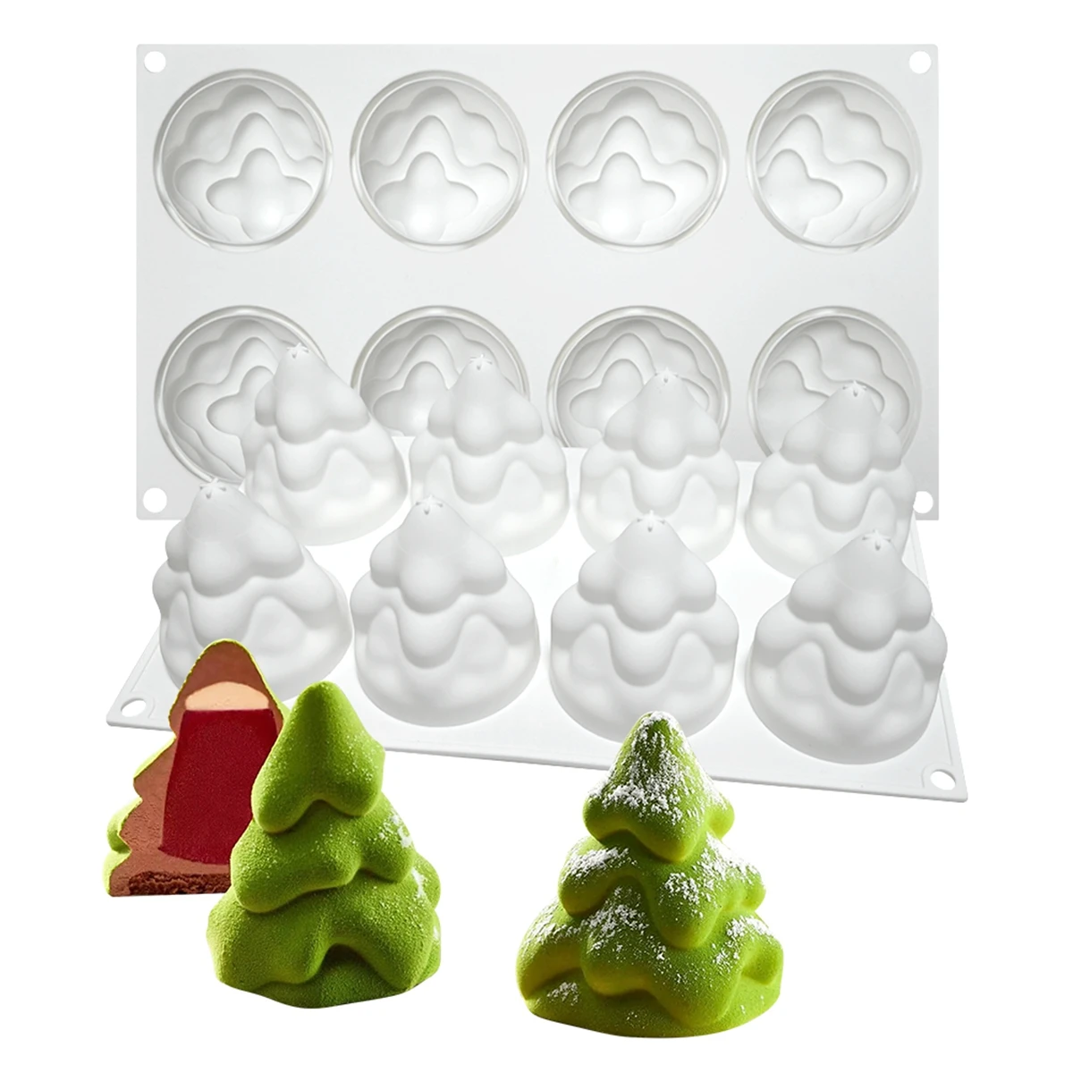 Christmas Tree Silicone Molds,Chocolate Fondant Cake Molds, 3D Non-Stick Food Grade Silica Gel Mould for Candies, Chocolate