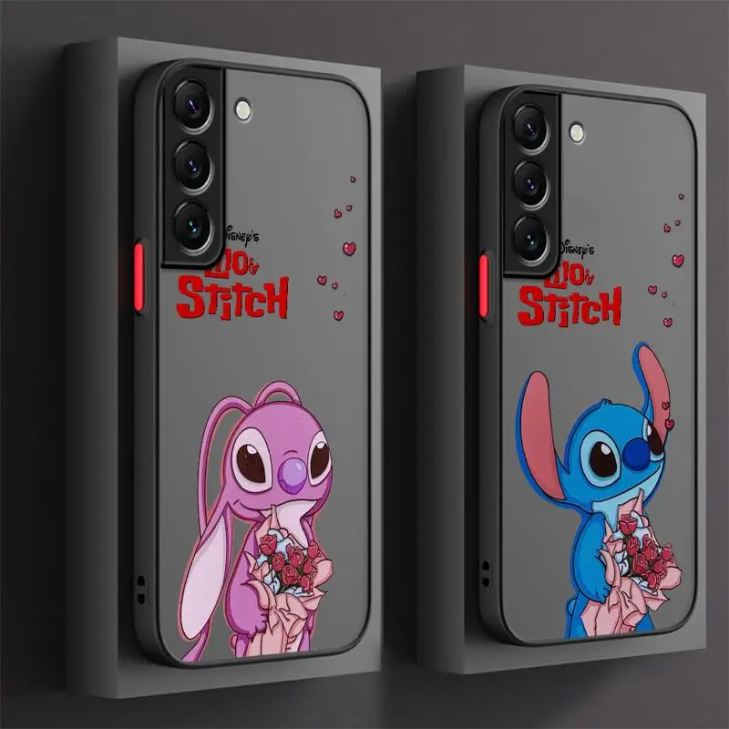 Disney Funny Cartoon Stitch phone cases for Samsung Galaxy S23 Ultra case S20 9 S24 S21 FE Note20 S10 S22 10 Luxury Matte Cover