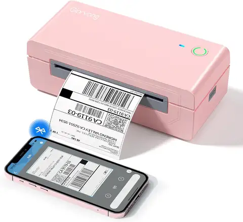 Bluetooth Thermal Shipping Label Printer 4x6, Wireless Inkless Label Machine for iOS Android Laptop, Small Business, Compatible with UPS Shopify Pink