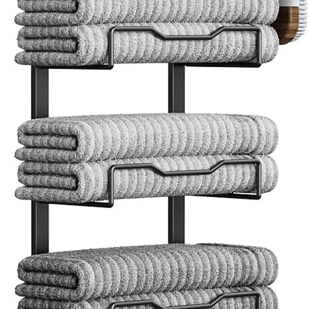 

Подвесные вешалки для полотенец для ванной комнаты без дрели — 6-уровневый органайзер для хранения полотенец над дверью для небольших ванных комнат — многоуровневая задняя часть