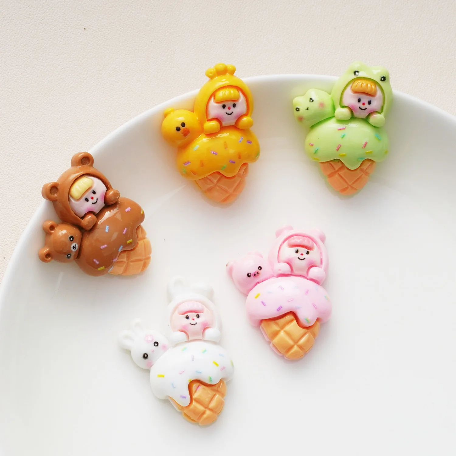 10pcs Cone new cute cartoon cream glue phone case resin accessories hairpin DIY jewellery handmade accessories