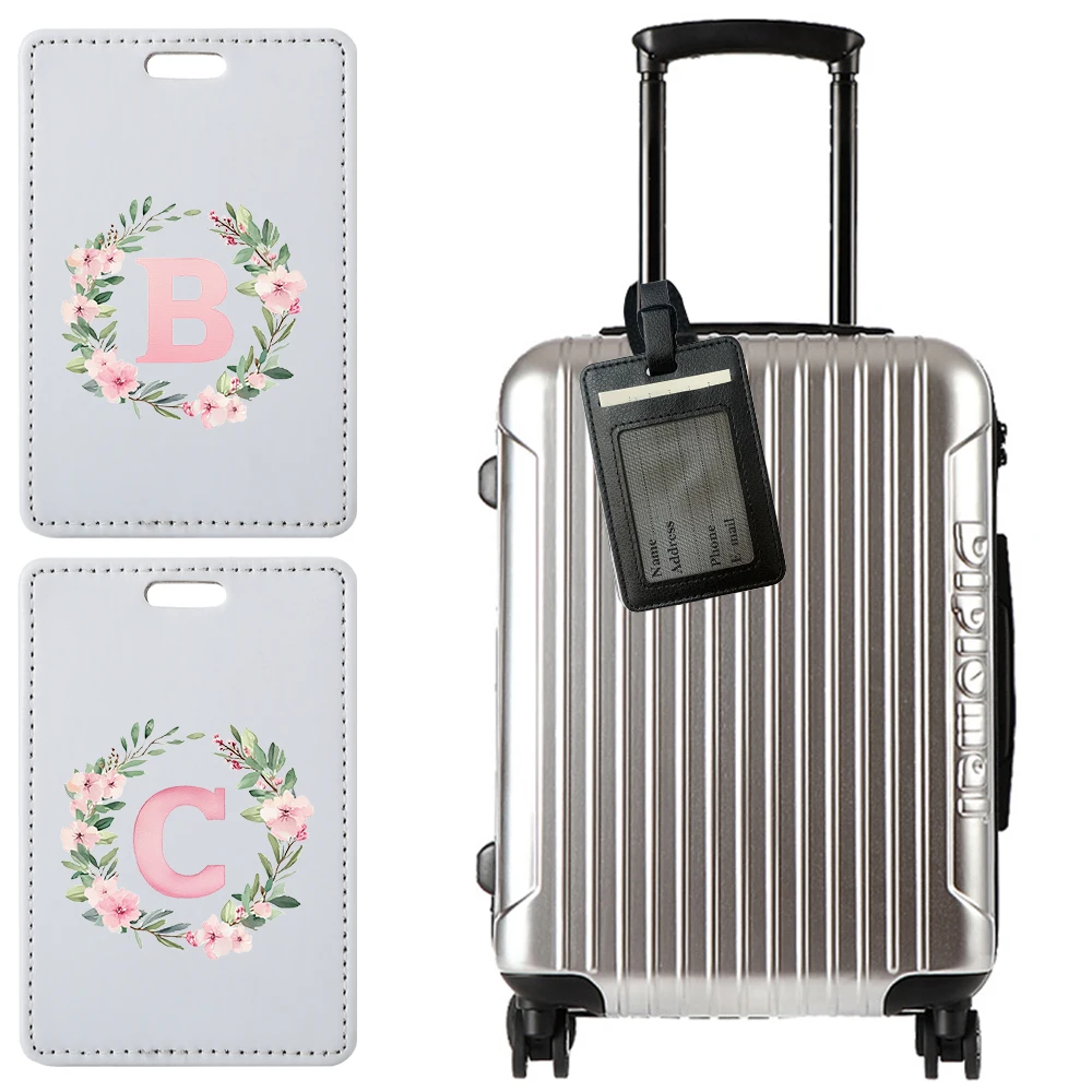 

Luggage Tags Pu Leather Baggage Tag Portable Boarding Passes Luggage Accessories Suitable For Travel Outdoors Wreath Pattern