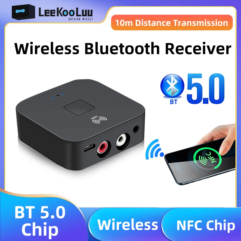 10M Connection Wireless Audio Adapter NFC BT 5.0 Receiver, 3.5mm AUX Socket Wireless Audio Adapter