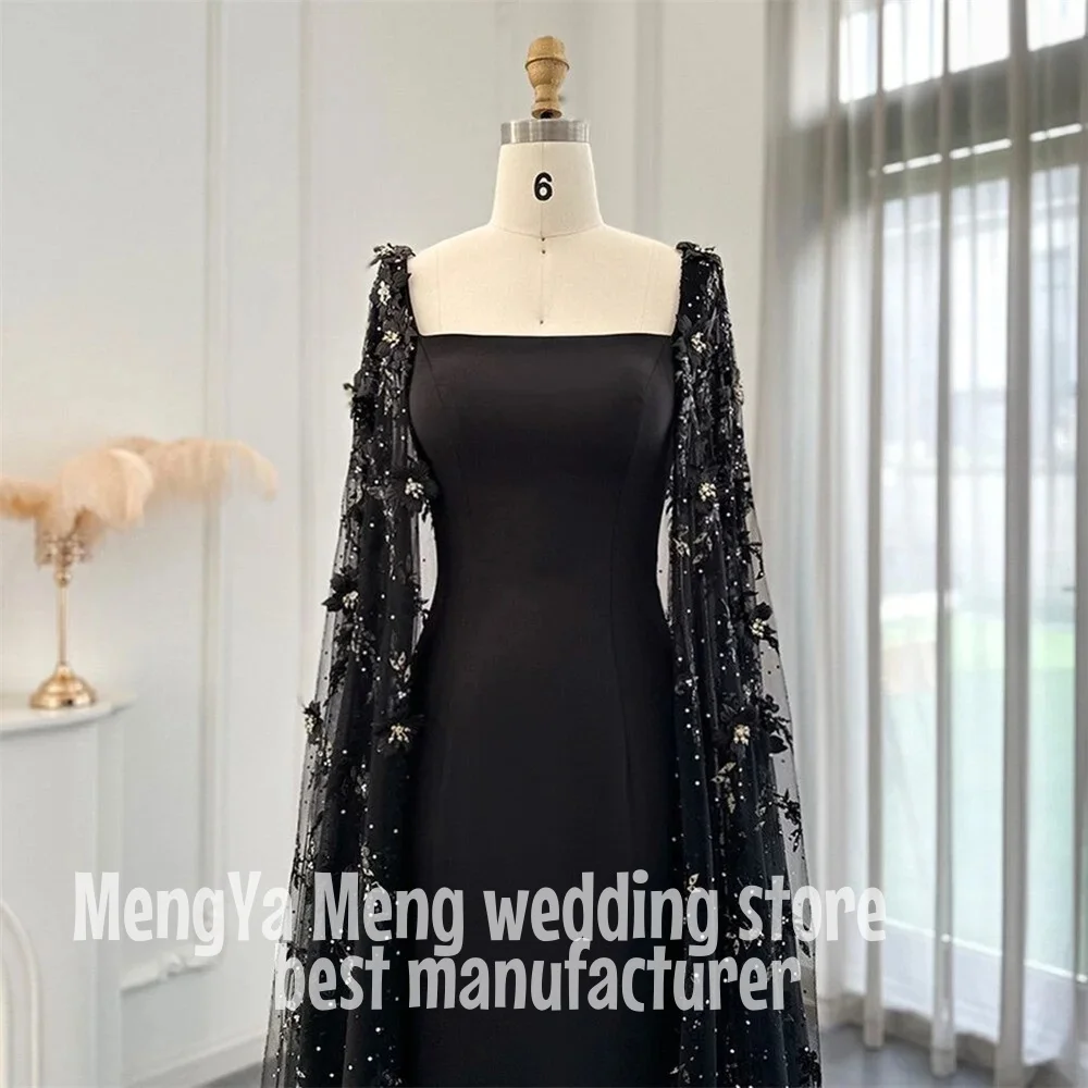 ZHUISHU кружевное вечернее платье с длинными рукавами длиной до пола, черное вечернее платье трапециевидной формы, простое свадебное платье на День Святого Валентина