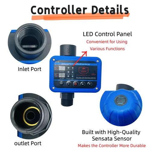 Imagen 2 del producto Controlador de presión de bomba de agua automática, bomba de agua electrónica ajustable de 220V, bomba autocebante, interruptor electrónico de flujo de agua