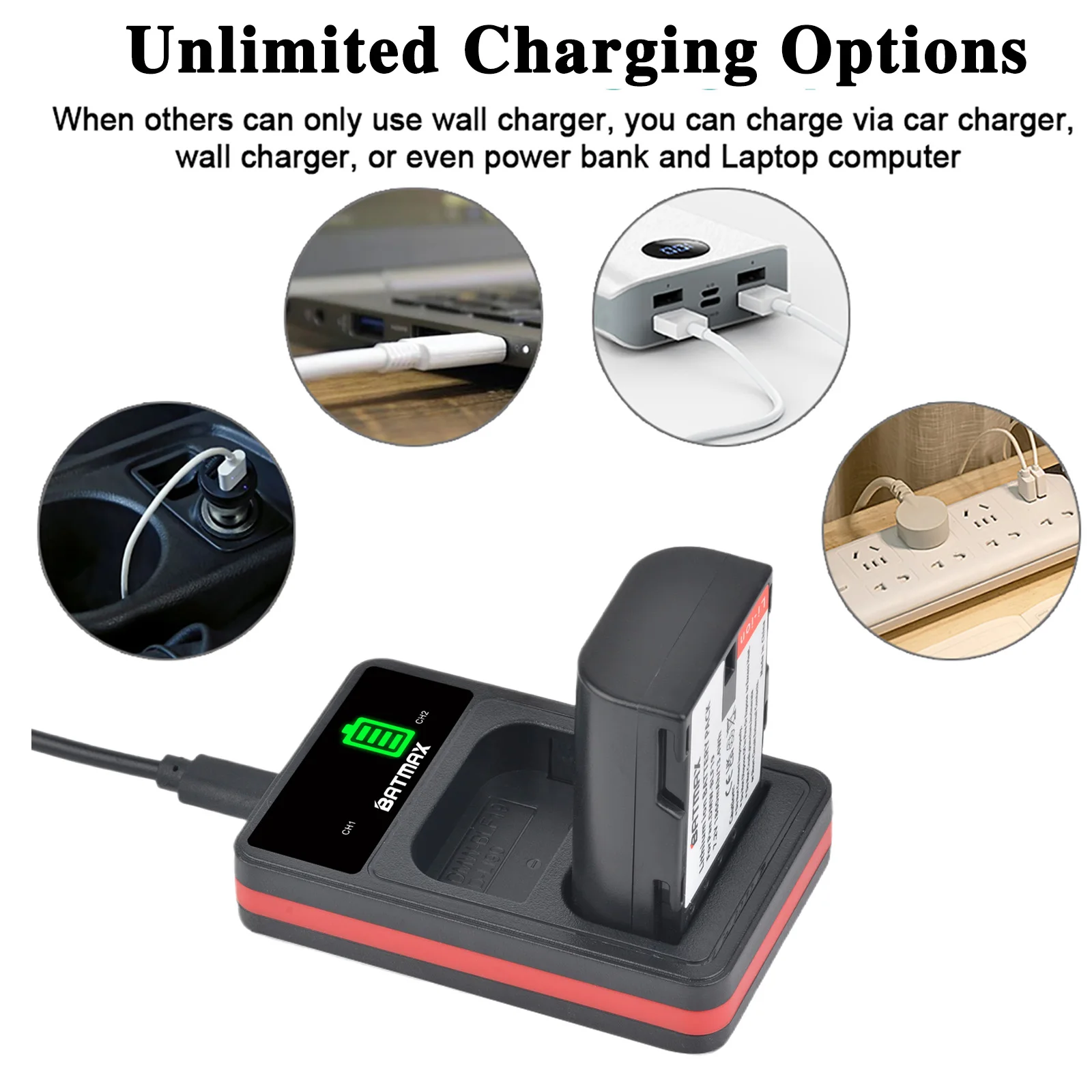 DMW-BLF19E Battery Dual LCD USB Charger for DMW-BLF19 BLF19E BLF19GK BLF19PP DMC-GH3 GH3A GH3AGK GH3GK GH3H GH3HGK GH3K GH4 GH4G
