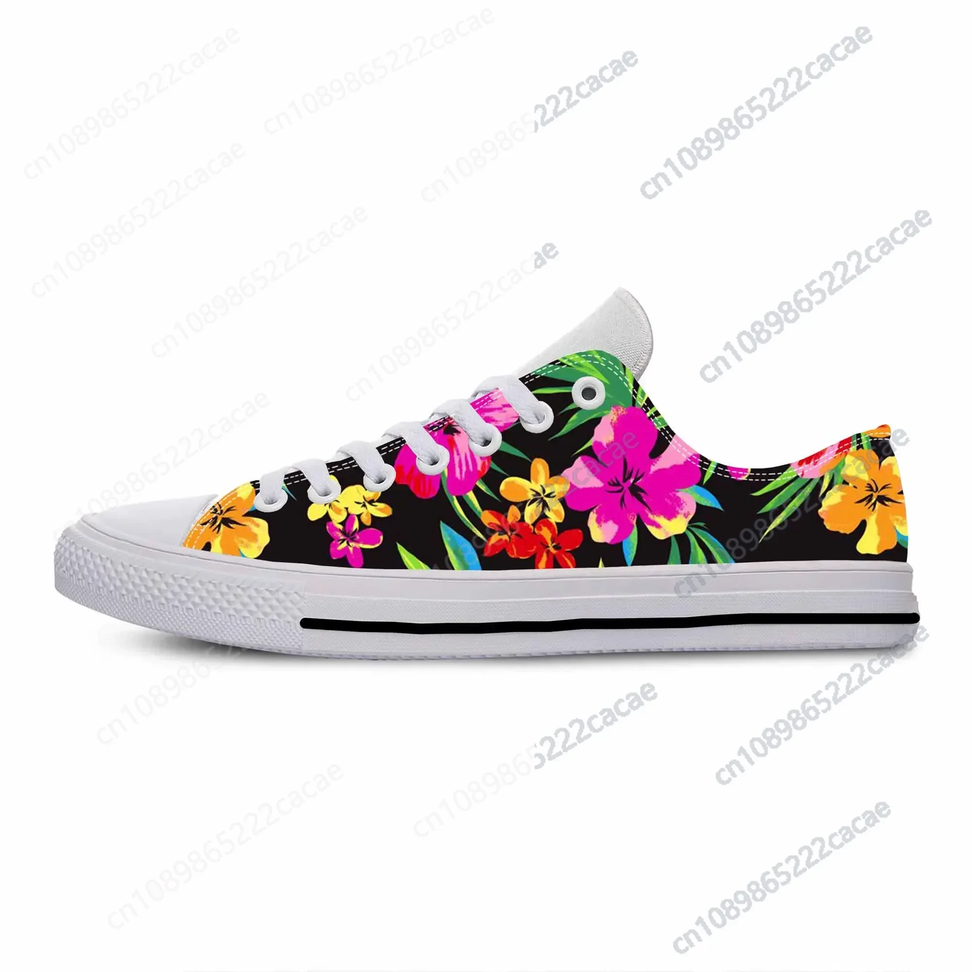 

Tropical Floral Flower Leaves Pattern Aesthetic Casual Cloth Shoes Low Top Comfortable Breathable 3D Print Men Women Sneakers