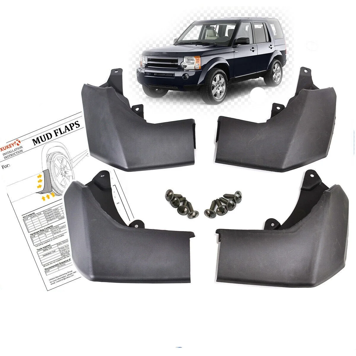 SET FIT FOR LAND ROVER DISCOVERY 3 2004 2005 2006 2007 2008 2009 LR3 MUDFLAPS MUD FLAP SPLASH GUARD MUDGUARDS FENDER