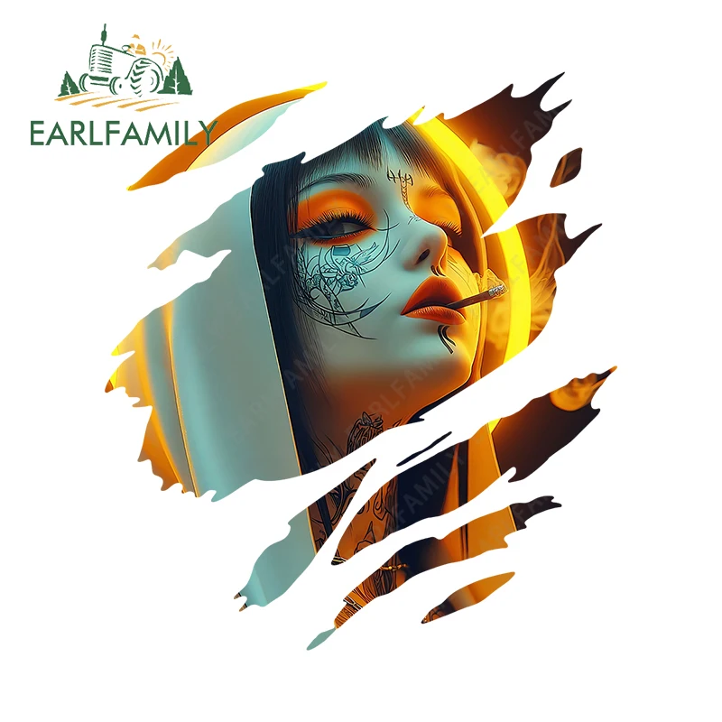 

EARLFAMILY Tear Goth Nun Face Car Decals Cool Graphics Racing Drifting Electric-Bicycle Decal Vinyl Car Door Protector Decor