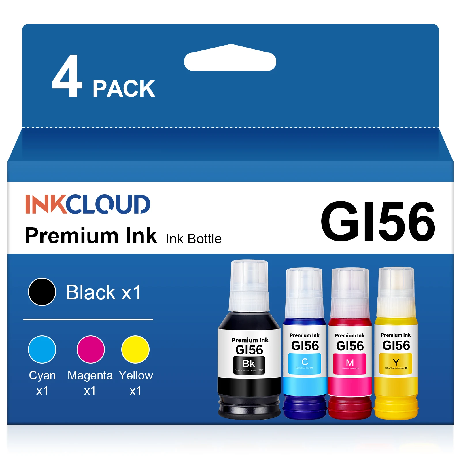 INKCLOUD bouteille d'encre Compatible GI56 GI-56 BK GI-56BK GI-56C GI-56M GI-56Y pour Canon MAXIFY GX7050 GX6050 GX5050 GX4050 GX3050 40