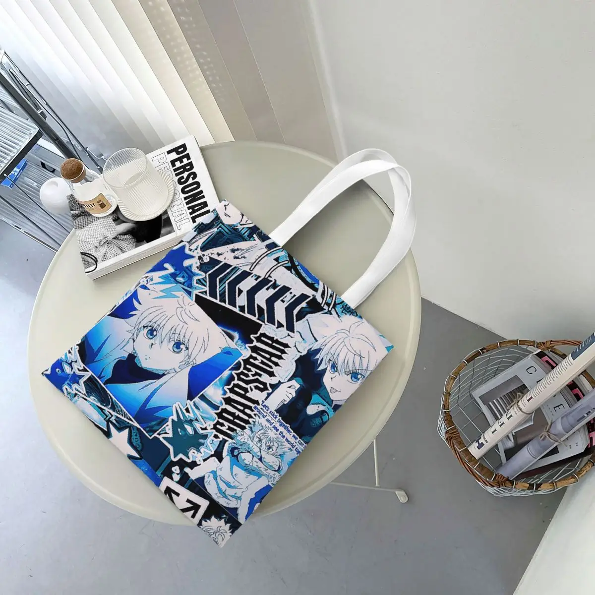 Killua Zoldyck Anime HXH Hunter X Hunter Shopping Bags Canvas The Tote Bag Foldable for Women Shoulder Tote Travel Handbag