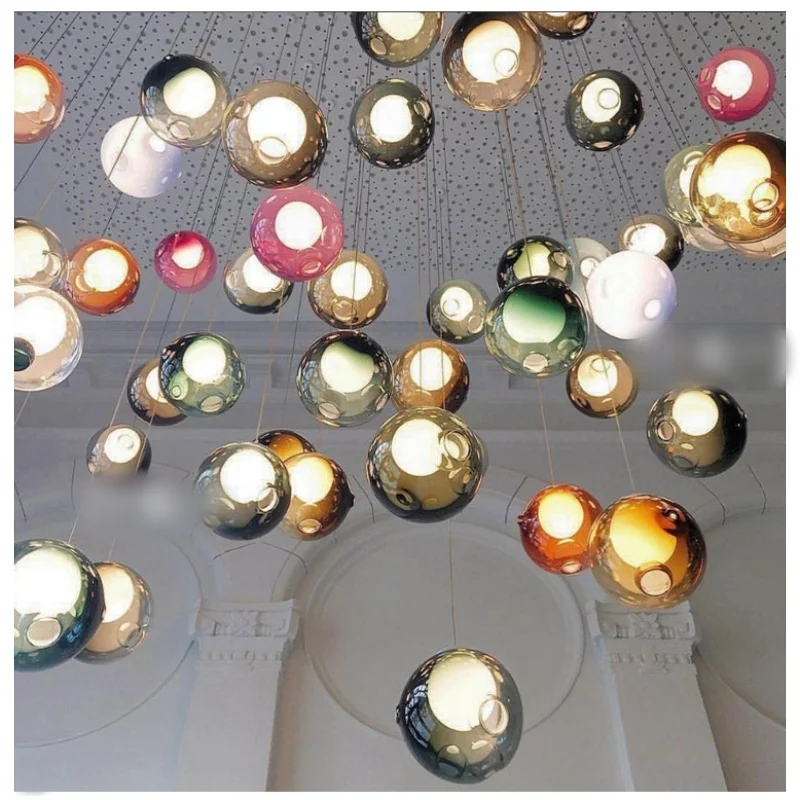 Canadian Design Color Glass Ball Living Room Villa Bar Counter Creative Restaurant Duplex Staircase Pendant Light