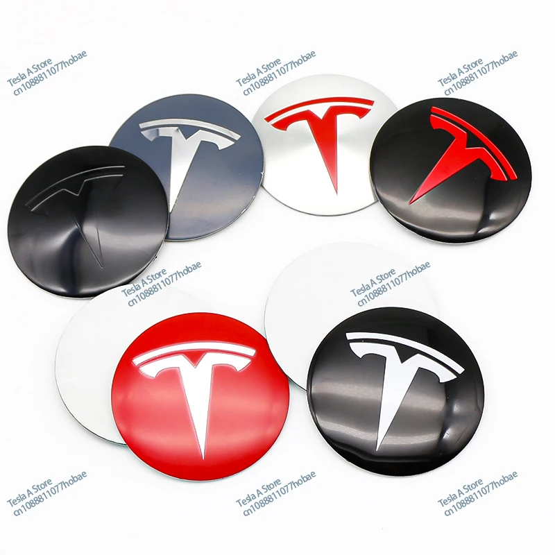 4pcs 65mm Car Wheel Center Cap Badge Sticker for Tesla Model 3 Y S X Roadster P75D P85D P90D P100D Personalization Accessories