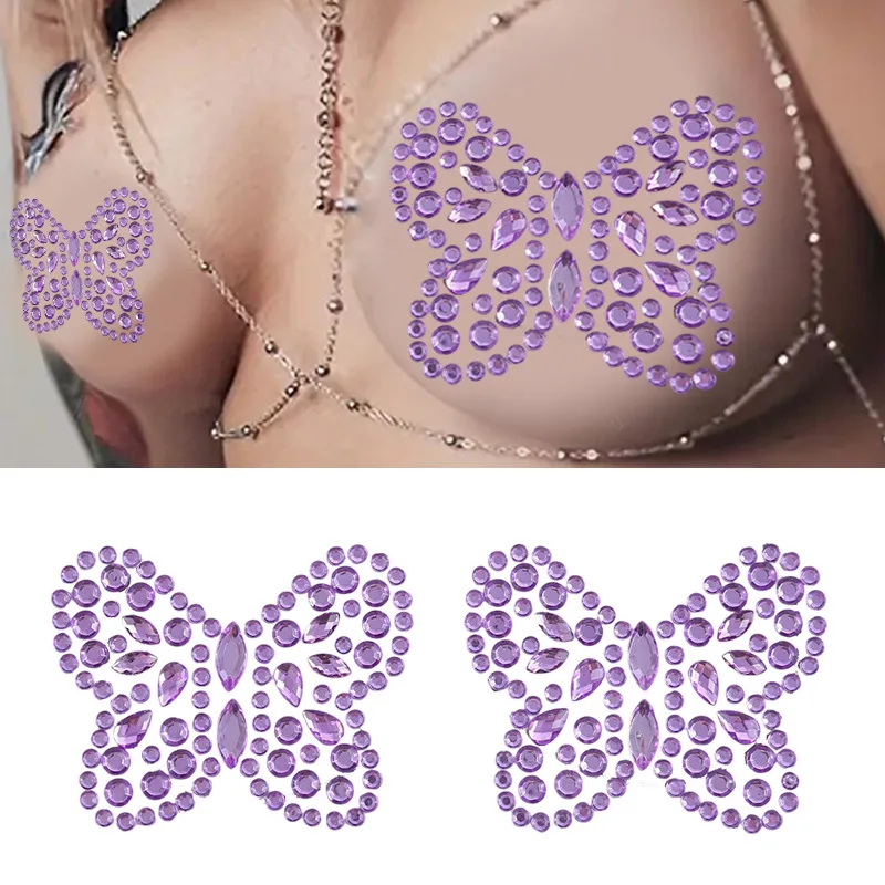 Sexy Chest Diamonds Tattoo Sticker Bikini Nipple Sticker Festival Party Breast Decals DIY Performance Makeup Body Art Decoration