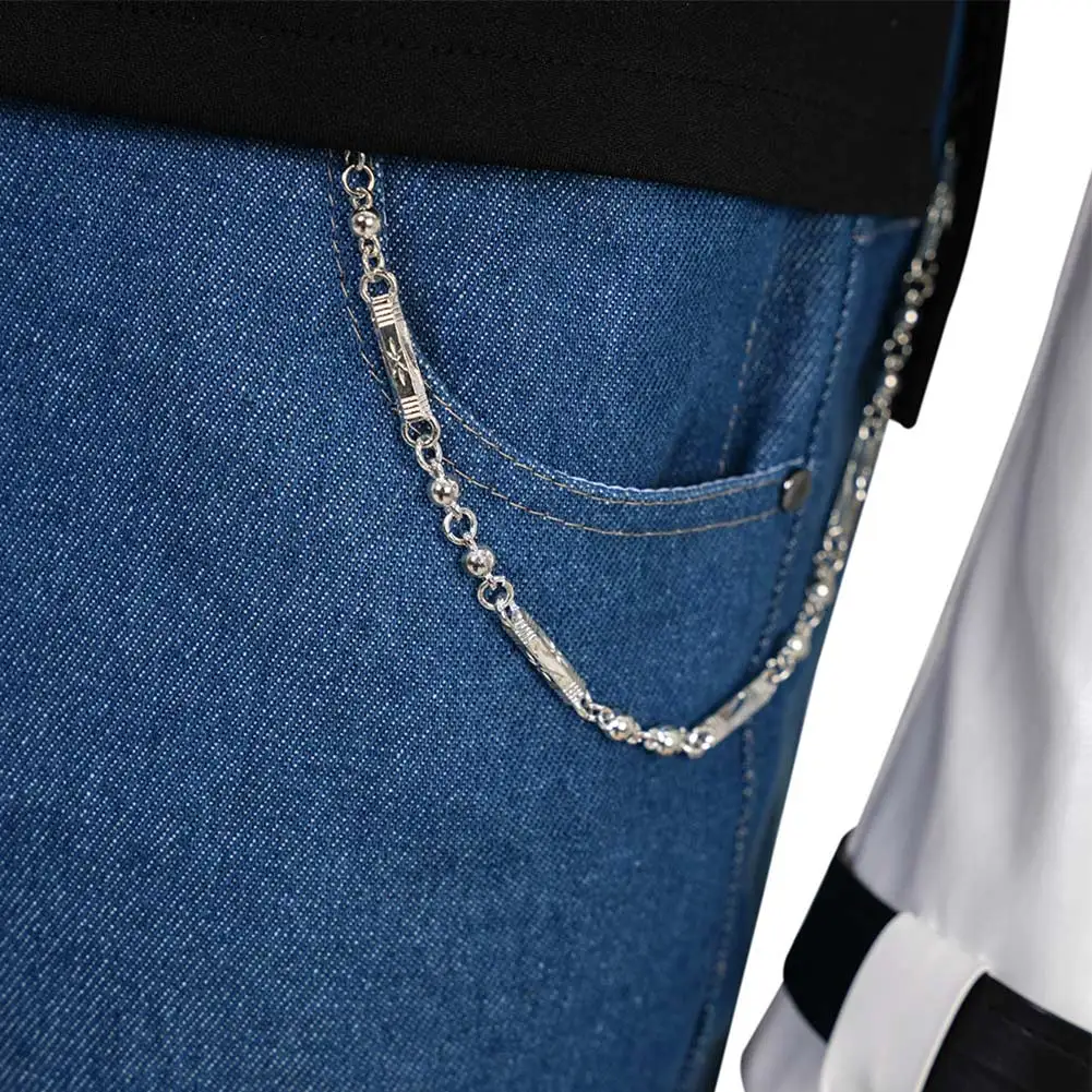 أنيمي لعبة مقاتلة الملك كيو كوساناجي تأثيري الرجال زي سترة بيضاء قفازات السراويل قلادة مجموعة الذكور تمويه هالوين الدعاوى #6