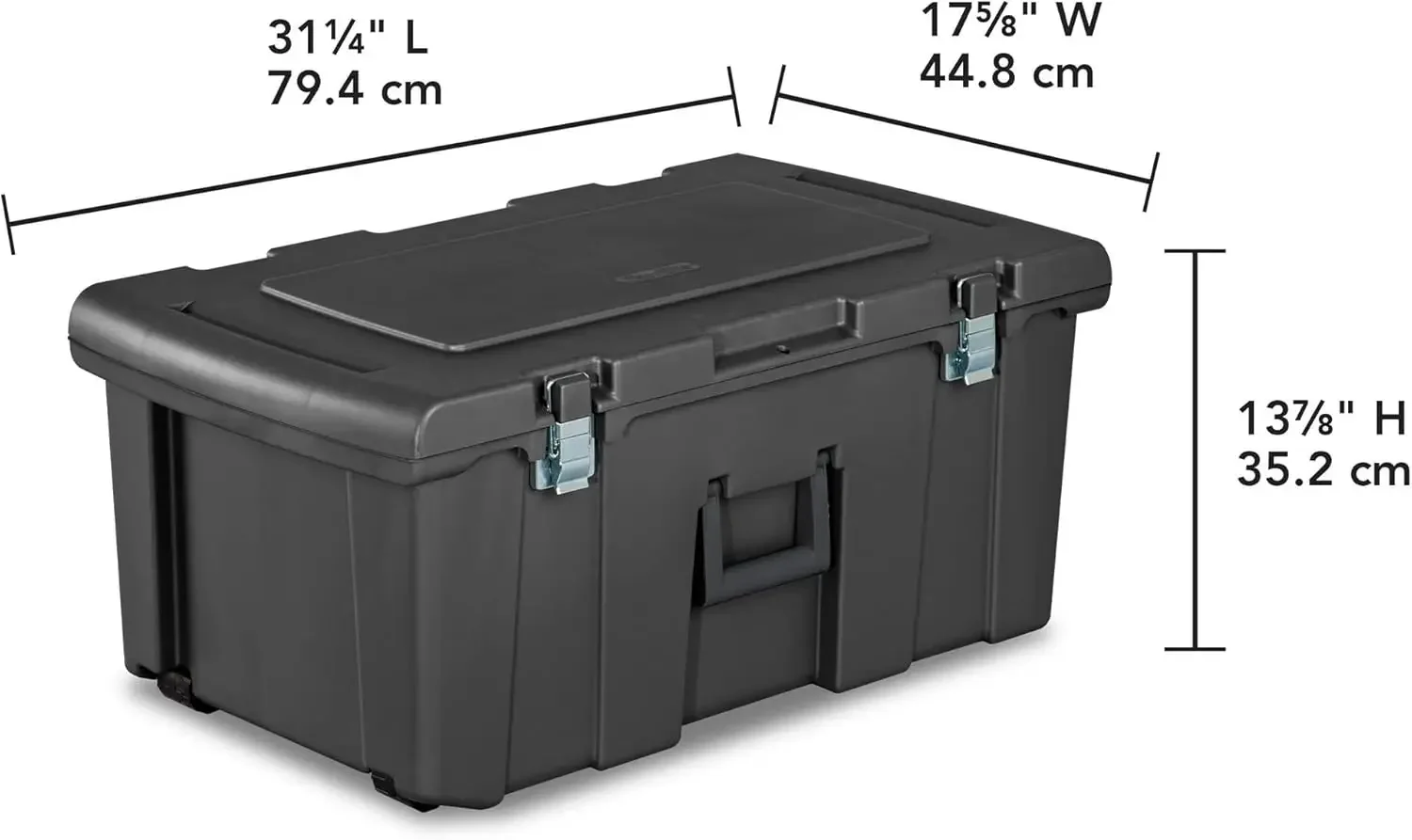 Sterilite Heavy Duty 16 Gallon Portable Plastic Footlocker Storage Container with Handles and Wheels for Dorms and Apartments, F