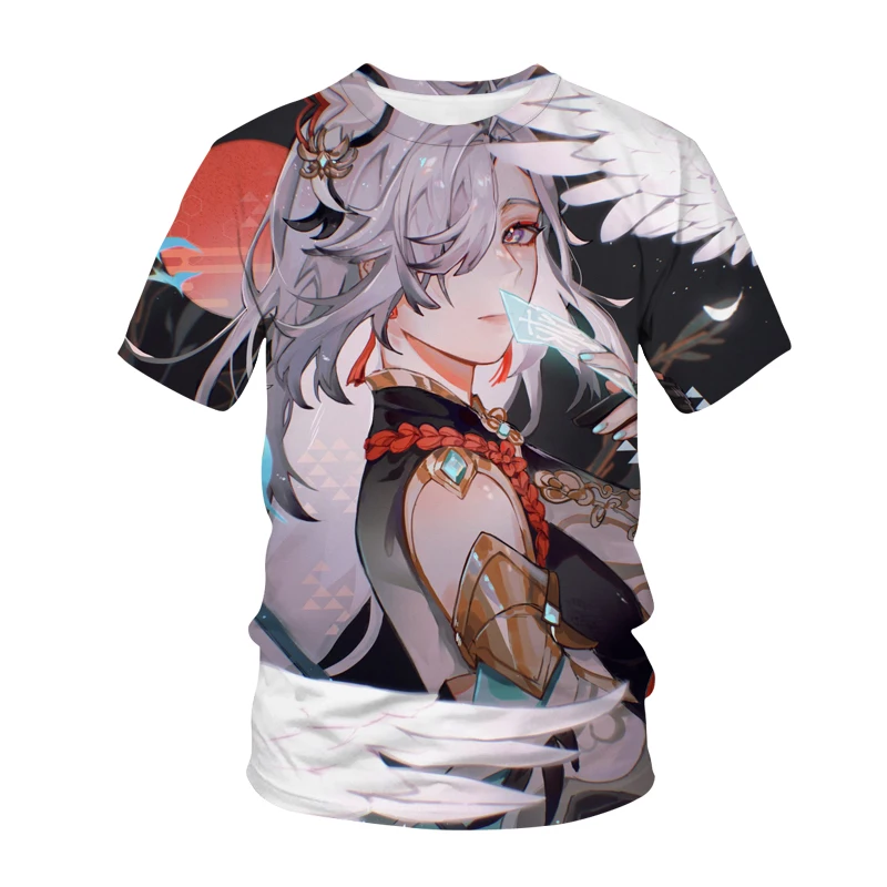 New Genshin Impact T-Shirts ShenHe Sexy Girls Anime Game 3D Print Streetwear Men Women Oversized T Shirt Tees Tops Kids Clothing