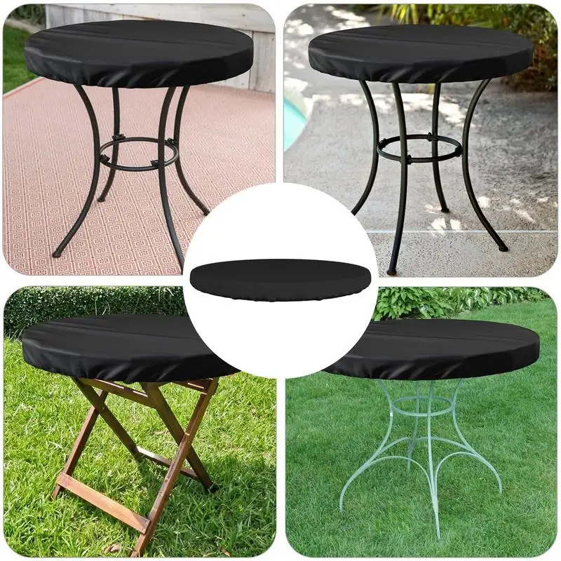 Round Garden Table Cover Patio Table Top Cover Oxford Cloth Waterproof Dustproof Outdoor Garden Yard Furniture Protective Cover