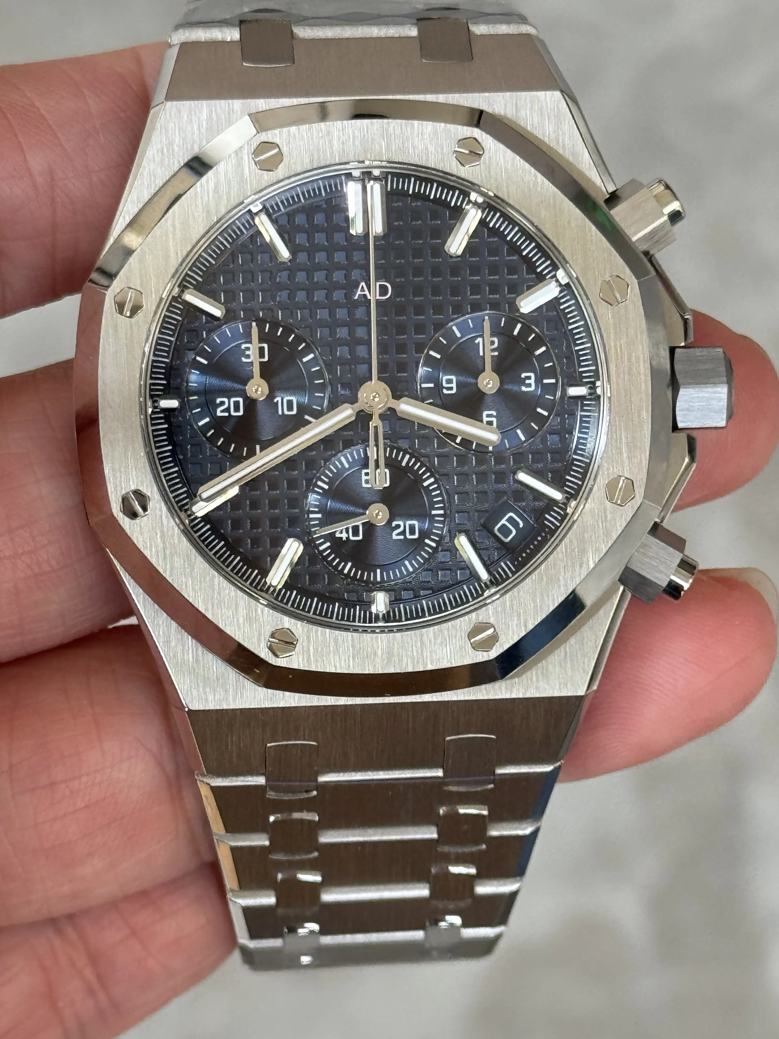 ساعة سوبر a p عالية الجودة o a k 26240 كرونوغراف توقف SA4401 كل واحد في حركة أوتوماتيكية 41 ملم ساعة رجالية للرجال