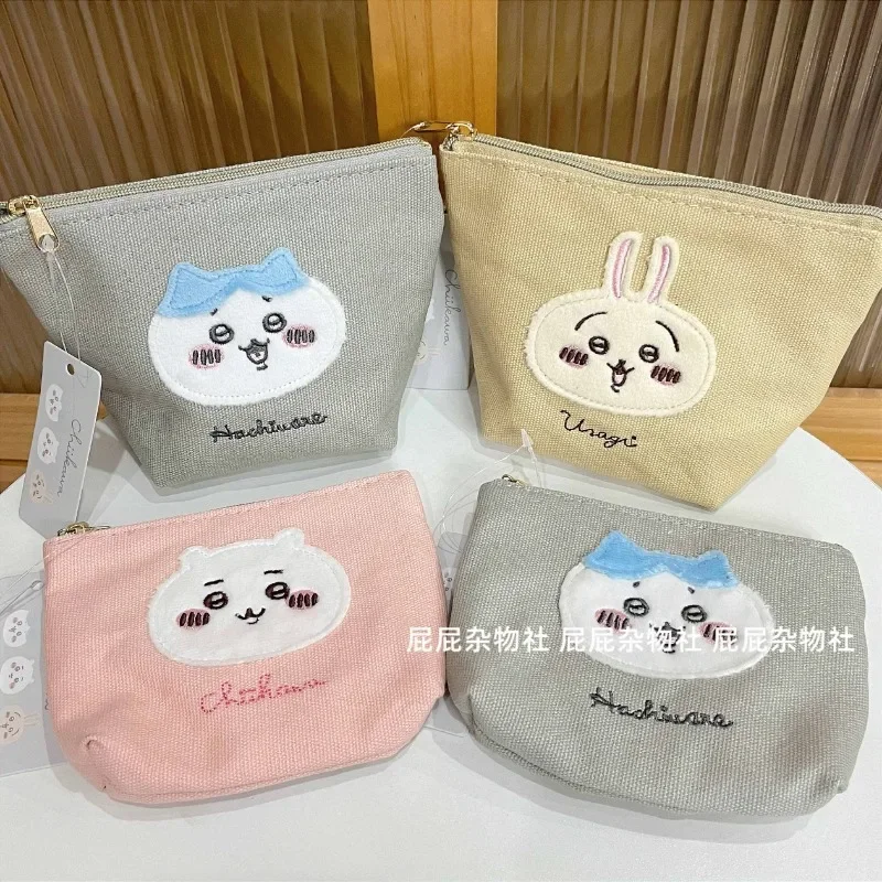 

Chikawa Cute Cartoon Plush Embroidered Canvas Makeup Storage Bag Usagi Hachiware Portable Anime Kawaii Coin Card Bag Tissue Bag