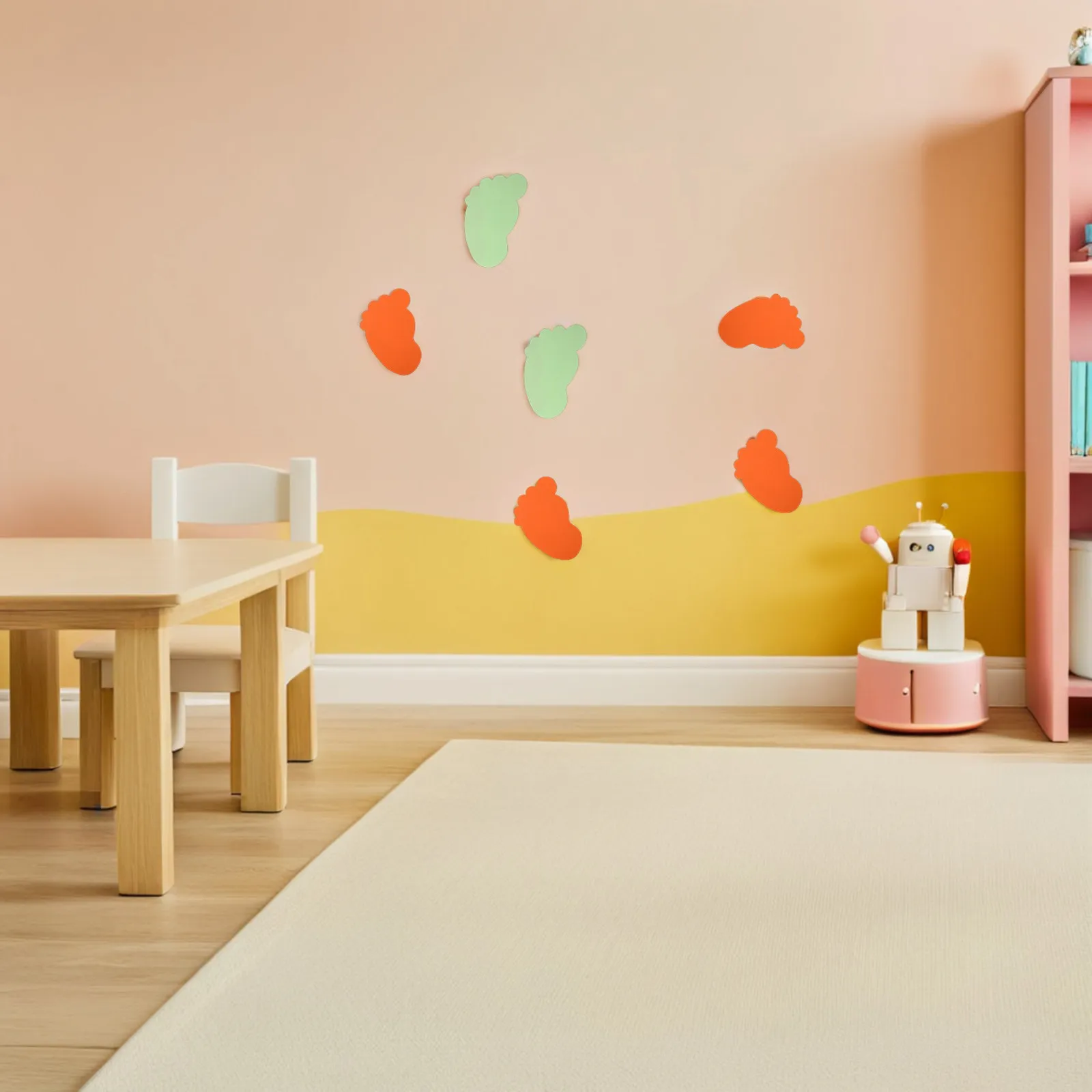 90Pcs Footprint Shaped Paper Cutouts Colorful Classroom Decorations Bulletin Board Crafts DIY Handprint School Decor