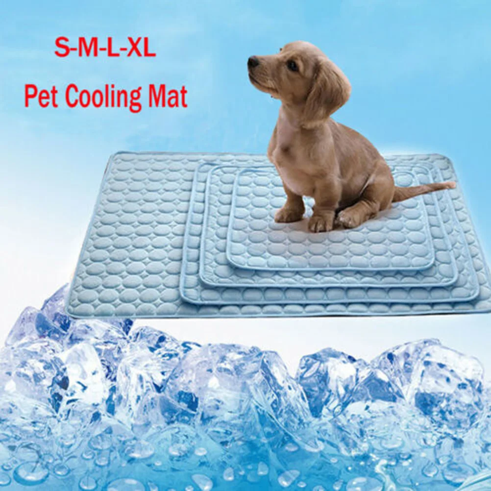 Pet Summer Cooling Blanket Breathable Dogs Cats Sleeping Mat Cool Pad (Blue 63 x 50cm) Self Cooling Dog Blanket