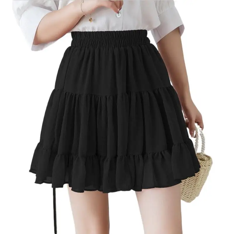 Korean Style Women Summer New Fashion High Waist Short Skirt soft breathable Cute Pleated Mini Skirts Holiday Beach Skirts
